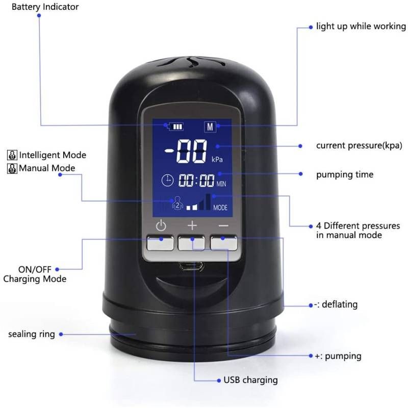 Luxury USB LCD Auto-Pump Clear - Adult Toys