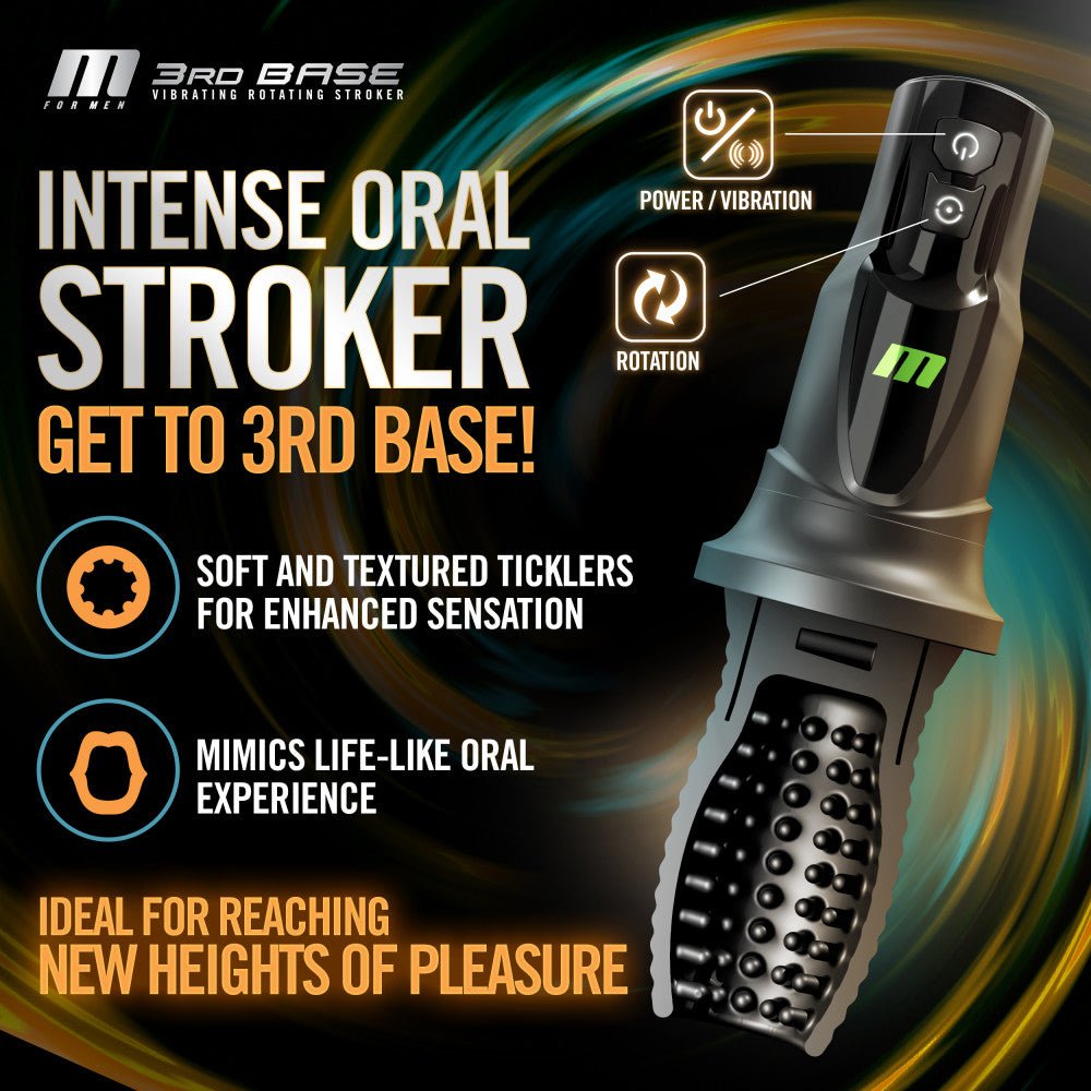 M For Men - 3rd Base - Vibrating & Rotating Auto Stroker - MASTURBATORS