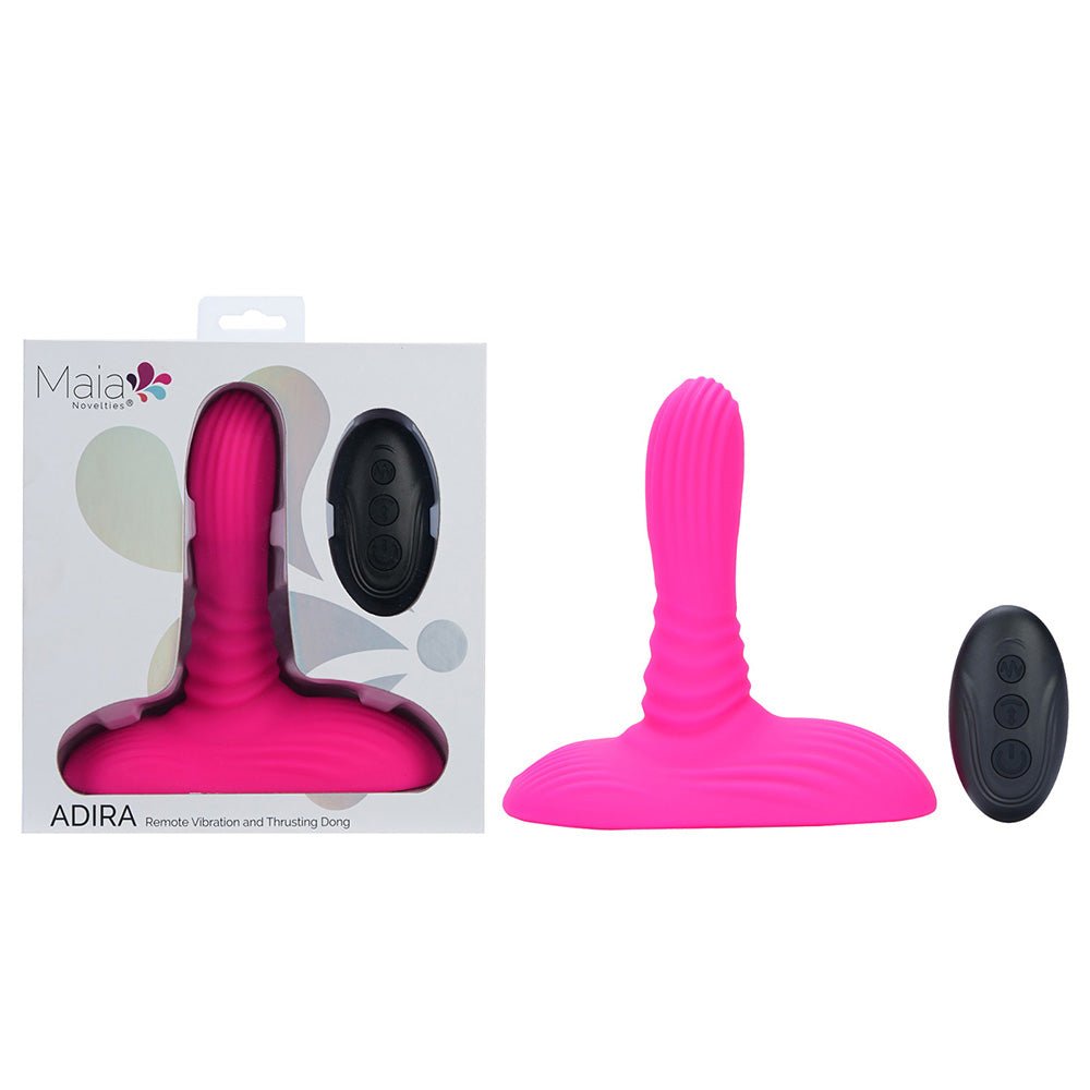 Maia Adira Pink USB Rechargeable Thrusting Vibrator With Wireless Remote - VIBRATORS