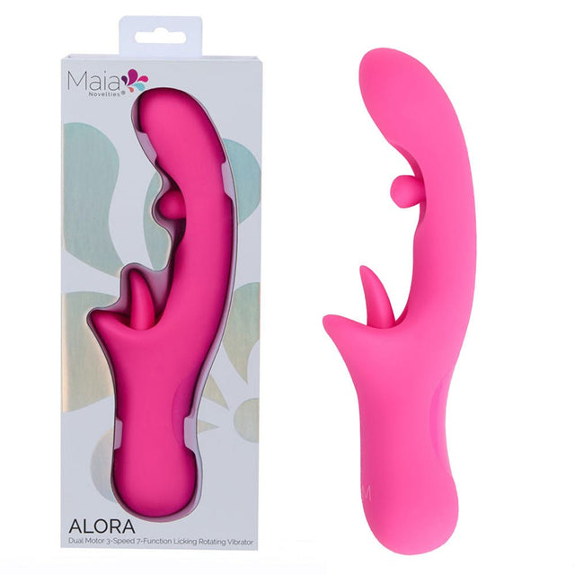 Maia ALORA - Pink 24.1 cm Rotating & Licking Vibrator - VIBRATORS