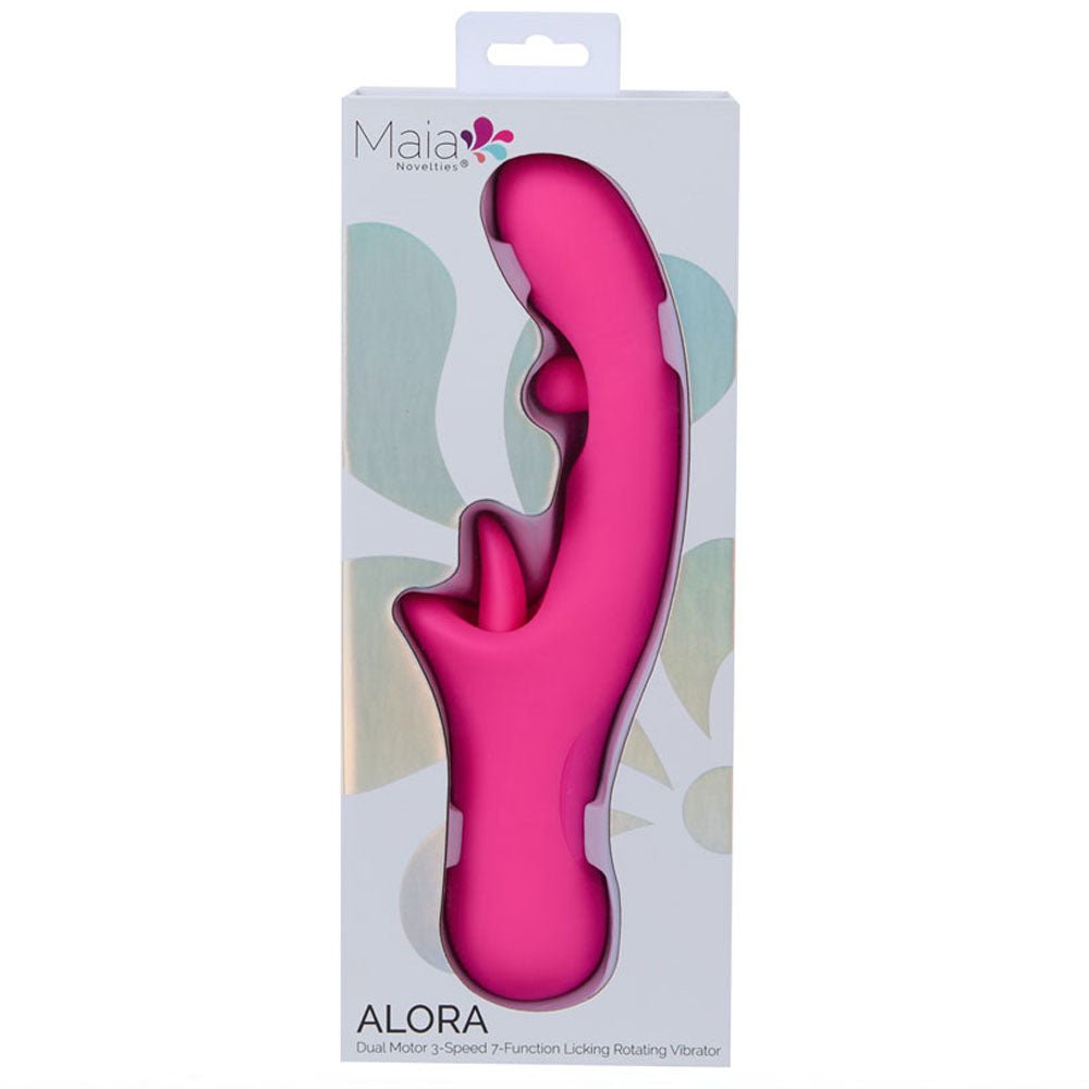 Maia ALORA - Pink 24.1 cm Rotating & Licking Vibrator - VIBRATORS