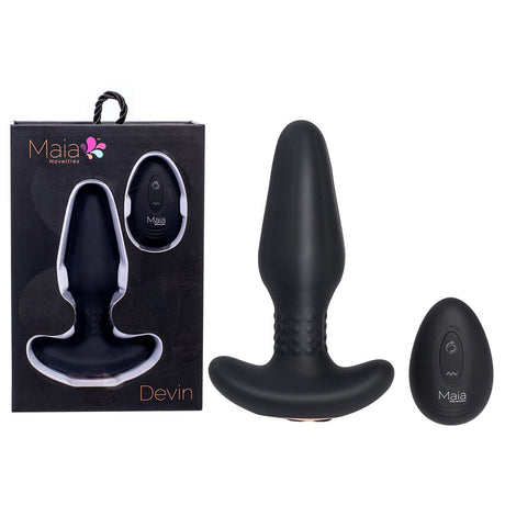Maia DEVIN - Black USB Rechargeable Vibrating Butt Plug - Anal Toys