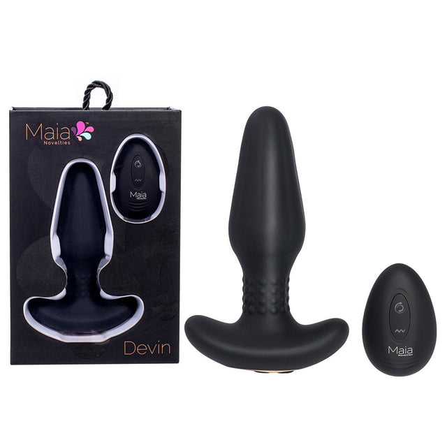Maia DEVIN - Black USB Rechargeable Vibrating Butt Plug - Anal Toys