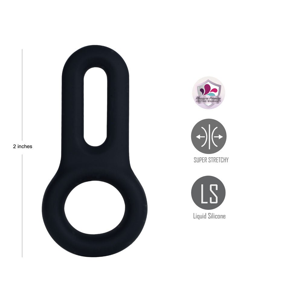 Maia Gavin Black Silicone Adjustable Cock and Balls Ring - COCK RINGS