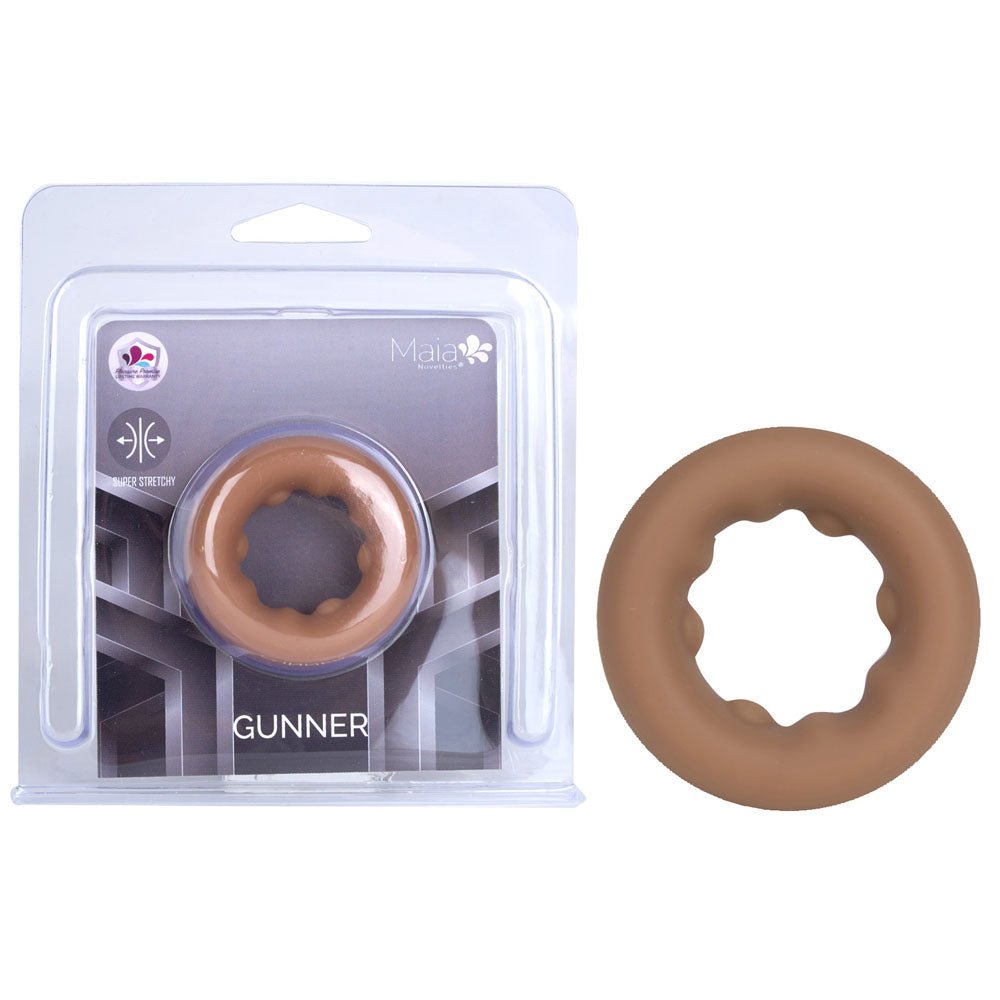 Maia Gunner Caramel Tan Brown Silicone Cock Ring For Men - COCK RINGS