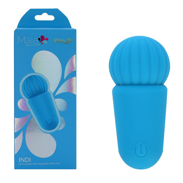 Maia INDI Blue 7.6 Centimeters USB Rechargeable Mini Vibrating Wand - BULLETS & EGGS
