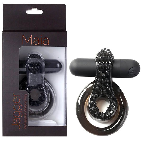 Maia Jagger - Black USB Rechargeable Vibrating Cock & Ball Ring - COCK RINGS