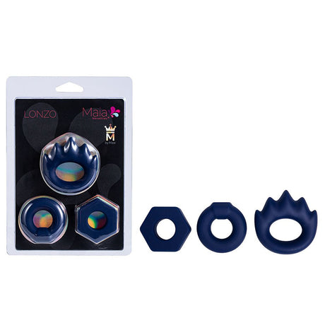 Maia LONZO - Blue Silicone Cock Rings - Set of 3 - COCK RINGS