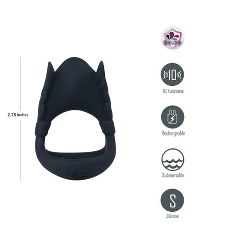 Maia Rocky Vibrating Cock Ring – USB Rechargeable – Sleek Black - COCK RINGS