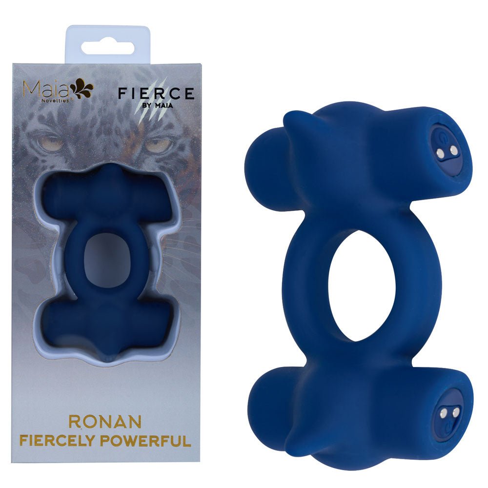 Maia Ronan Blue Dual Vibrating USB Rechargeable Cock Ring - COCK RINGS