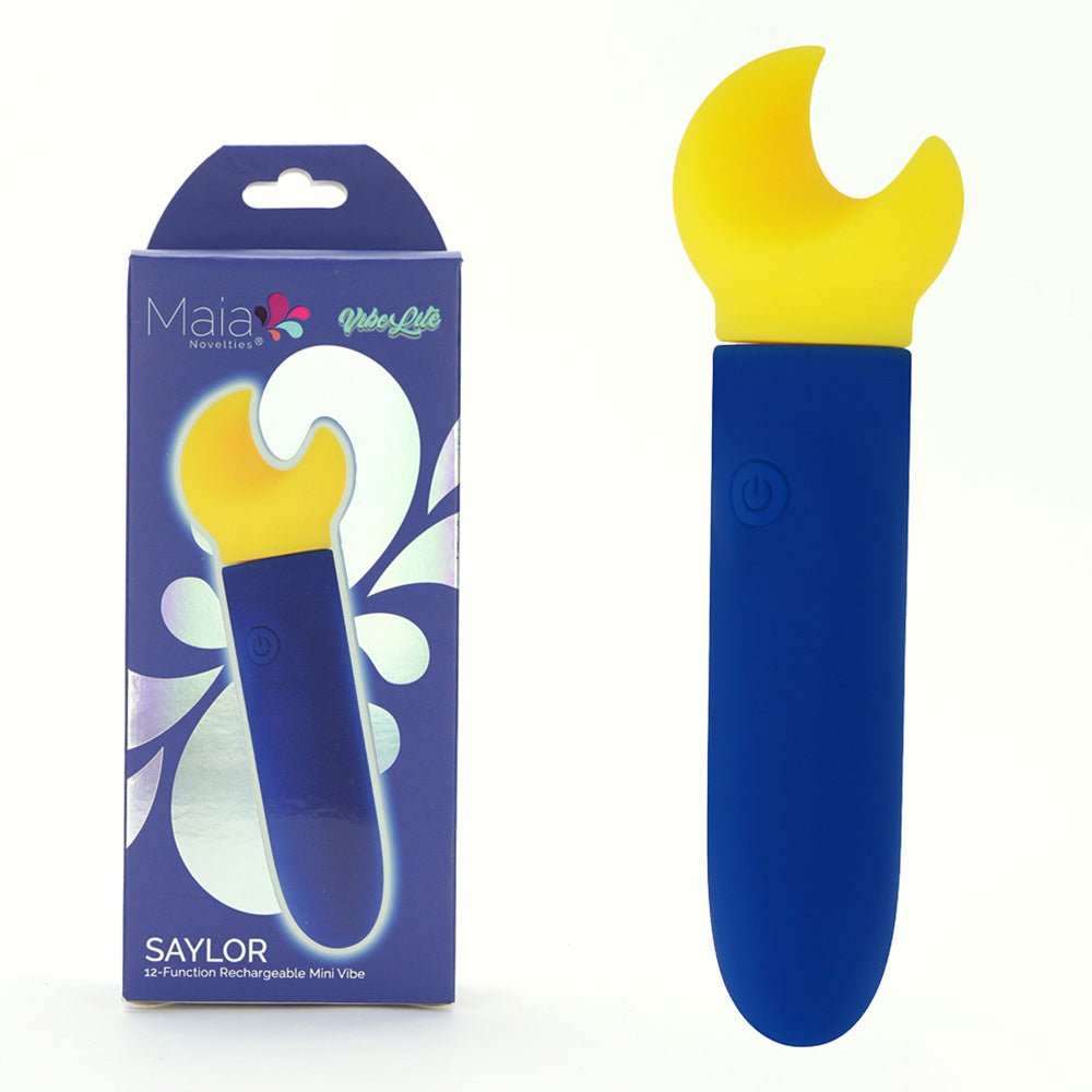 Maia Saylor Blue Yellow 11.1 Cm USB Rechargeable Bullet Vibrator - BULLETS & EGGS