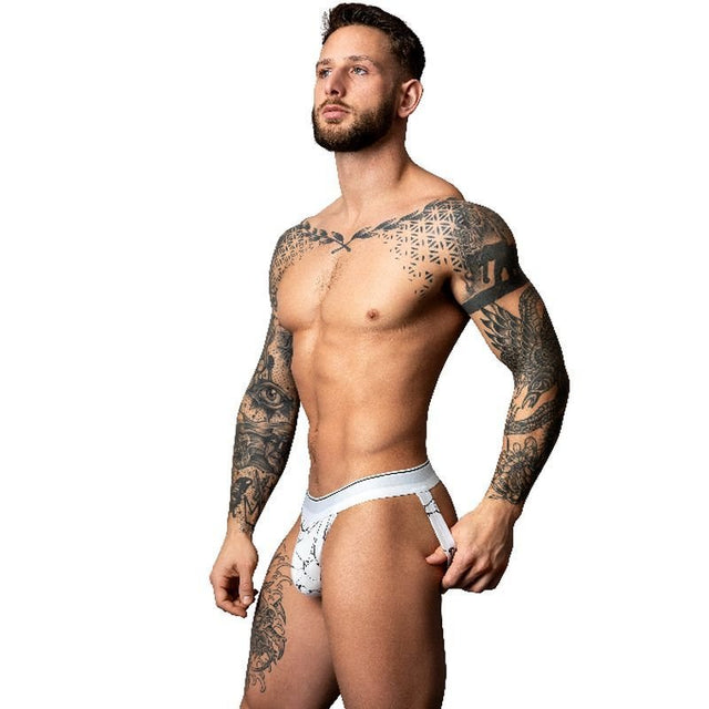 Male Power Marble Jock Strap White - Lingerie