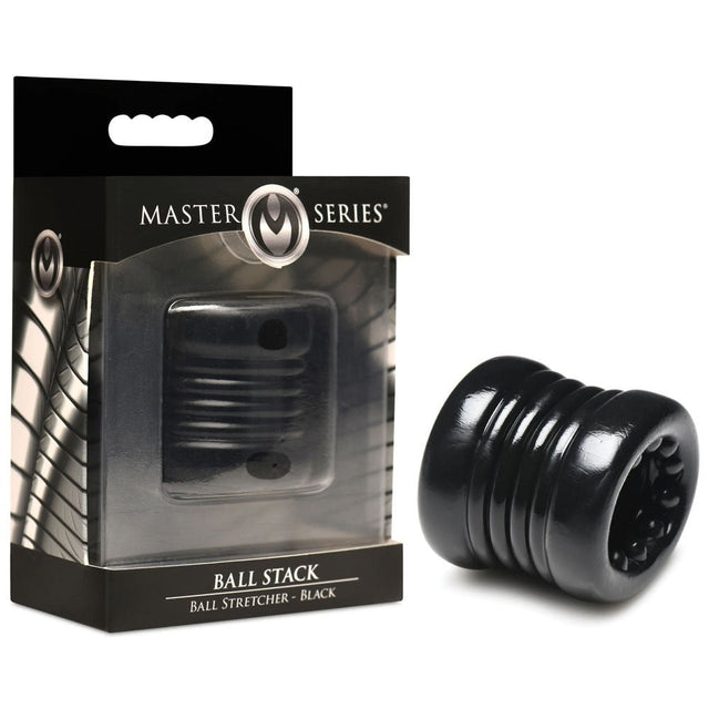 Master Series Ball Stack Ball Stretcher - Black - Black Ball Stretcher - COCK RINGS