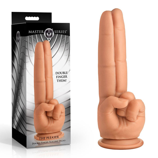 Master Series The Pleaser Flesh 23.6cm Double Finger Dildo - DONGS