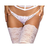 Microfiber and Lace G - String with Studs White - Lingerie