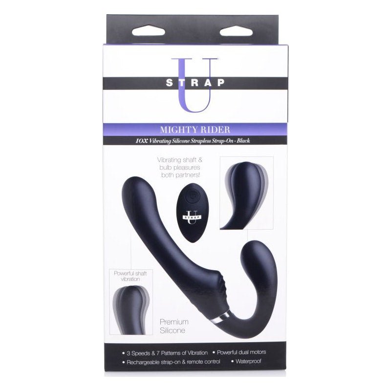 Mighty Rider 10X Strapless Strap - On Black w Remote - Adult Toys