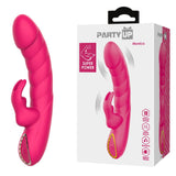 Monica Party Up Pink Rabbit Vibrator – Dual Motor USB Rechargeable - VIBRATORS