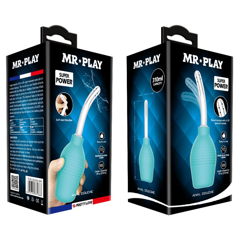 MR PLAY Anal Douche - Aqua/White - 310 ml Capacity - HEALTH CARE - Naughty by Nature Adult Store