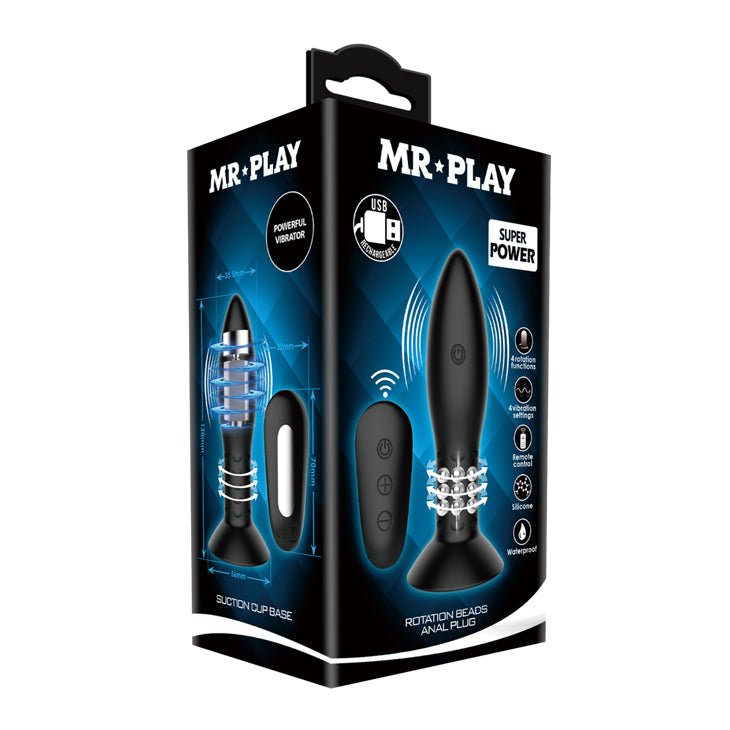 MR PLAY Rotation Beads Anal Plug - Beaded with Wireless Remote - Naughty by Nature Adult Store