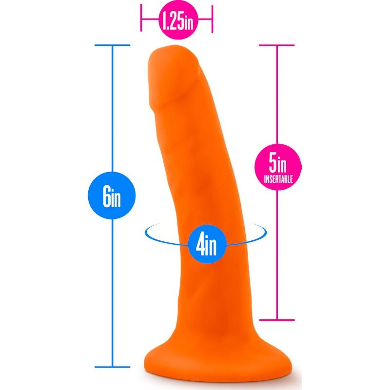 Neo Dual Density Cock 6in Neon Orange - Adult Toys