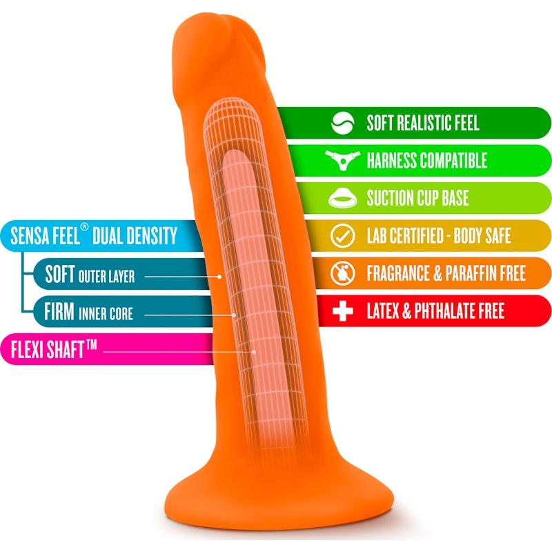 Neo Dual Density Cock 6in Neon Orange - Adult Toys