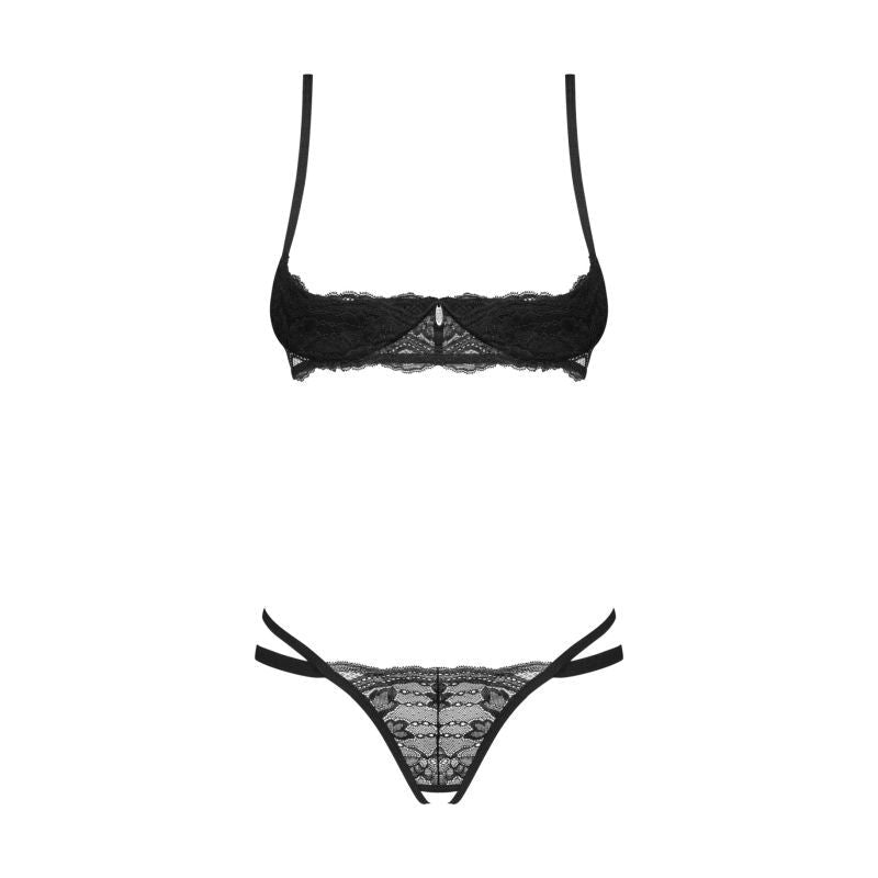 Nutris 2 Pc Crotchless Bra Panty Set - Lingerie