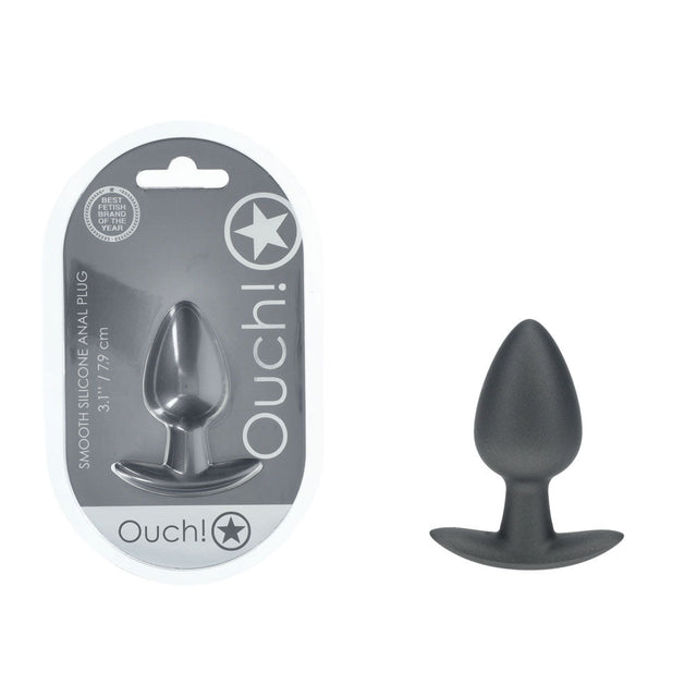 OUCH! Anal Plug - Gun Metal Grey Medium Butt Plug - ANAL TOYS