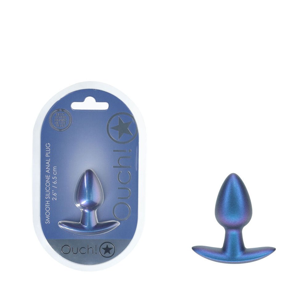 OUCH! Anal Plug - Metallic Blue 6.5 cm Small Butt Plug - ANAL TOYS