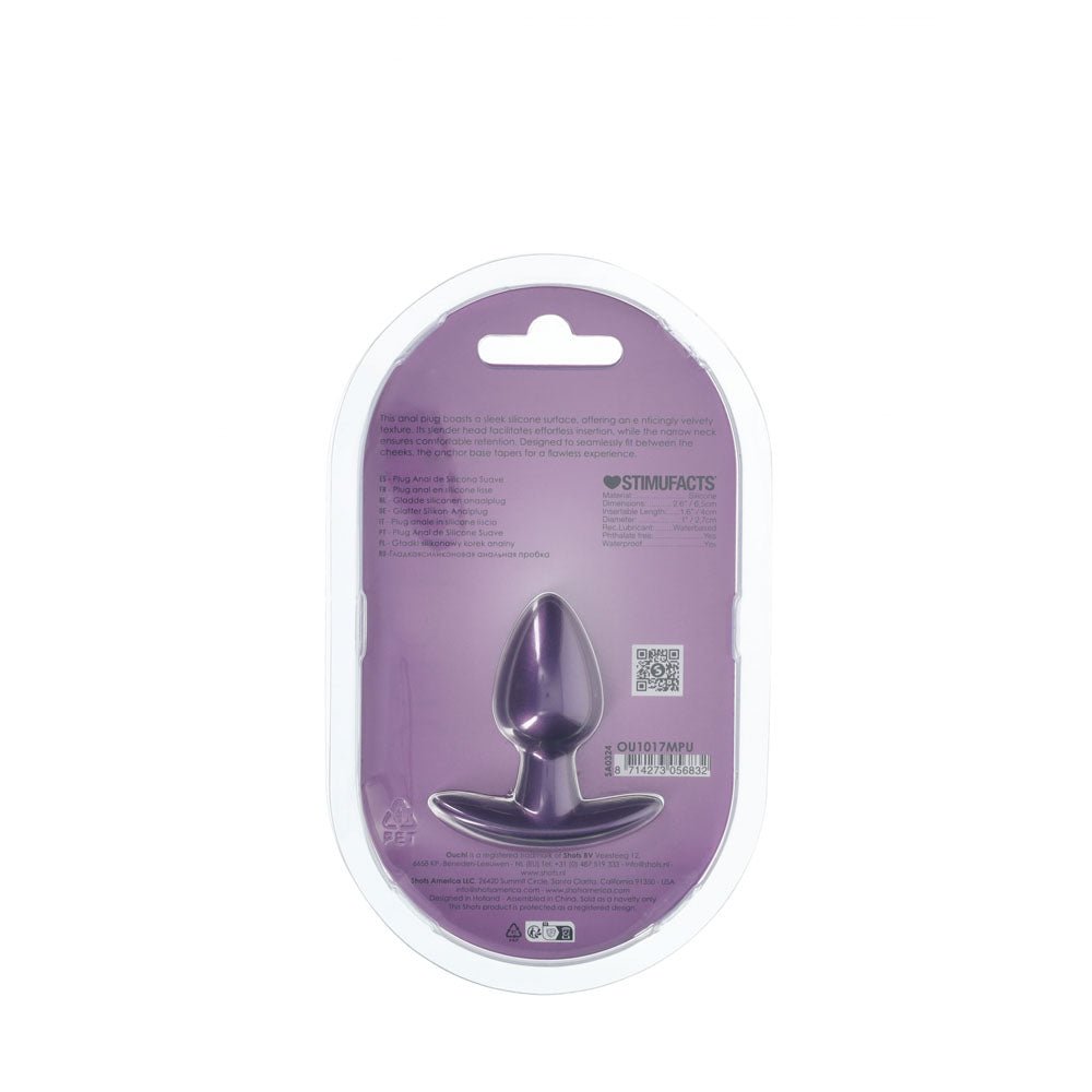 OUCH! Anal Plug - Metallic Purple 6.5 cm Small Butt Plug - ANAL TOYS