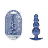 OUCH! Beaded Anal Plug - Metallic Blue - ANAL TOYS