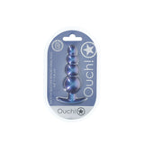 OUCH! Beaded Anal Plug - Metallic Blue - ANAL TOYS