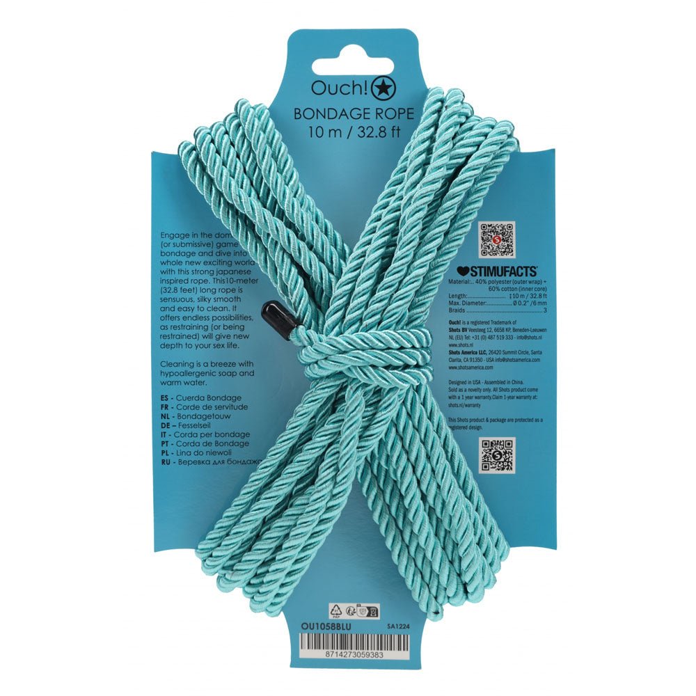 OUCH! Bondage Rope - 10 M Blue - BONDAGE - TOYS