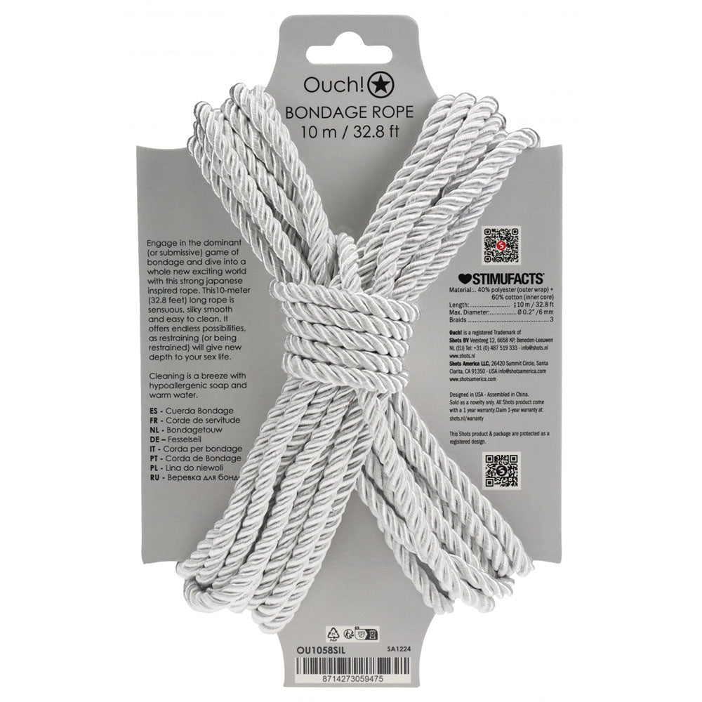 OUCH! Bondage Rope - 10 M Silver - BONDAGE - TOYS