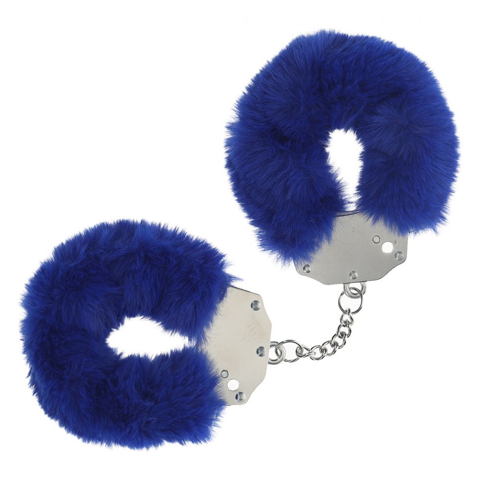 OUCH! Heavy - Duty Fluffy Cuffs - Navy - BONDAGE - TOYS