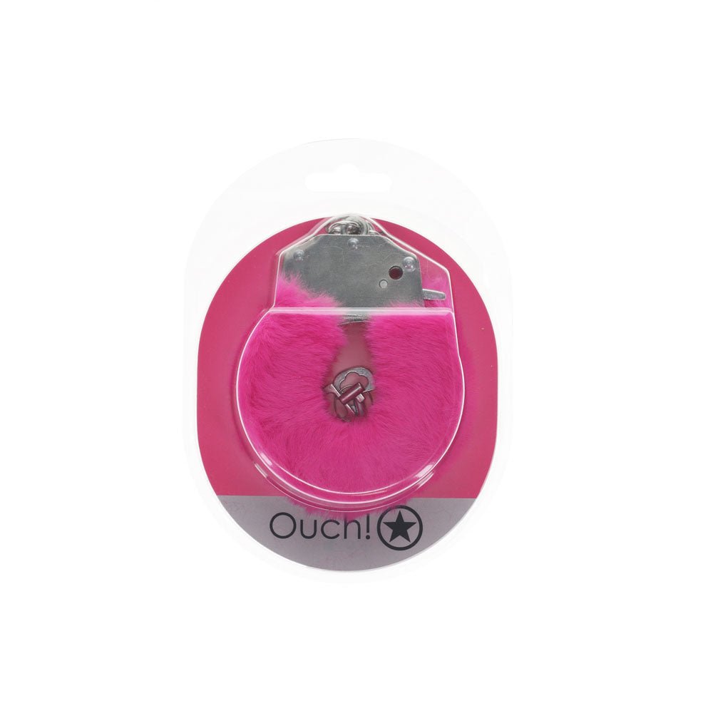 OUCH! Heavy - Duty Fluffy Cuffs - Pink - BONDAGE - TOYS