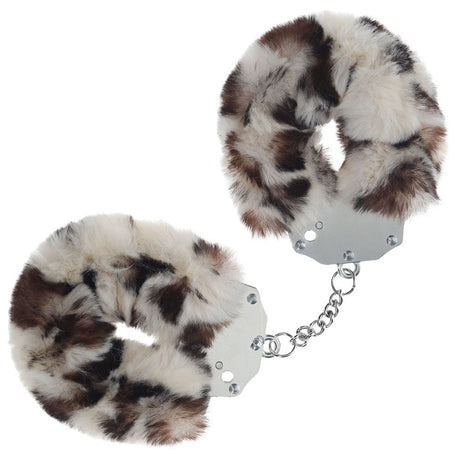 OUCH! Heavy - Duty Fluffy Cuffs - Snow Leopard - BONDAGE - TOYS