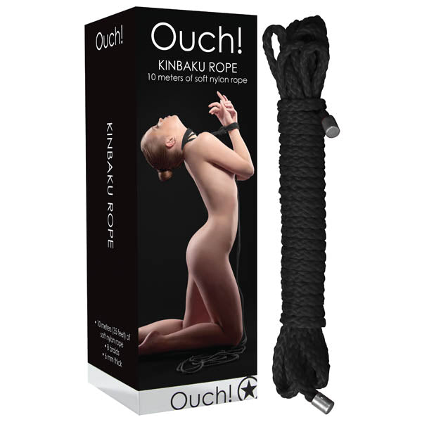Ouch Kinbaku Rope - Black - 10 metre Length - Naughty by Nature Adult Store