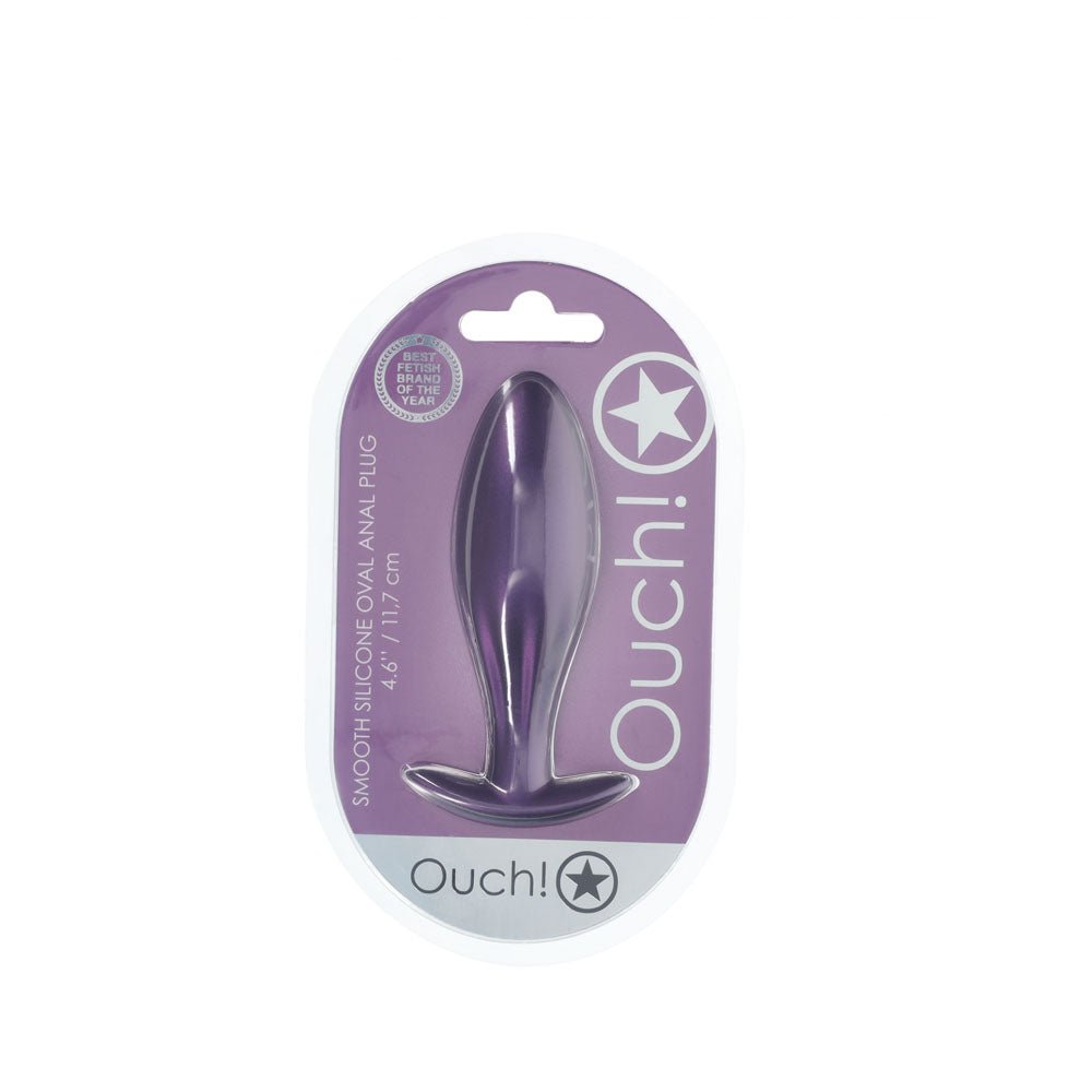 OUCH! Oval Anal Plug - Metallic Purple - ANAL TOYS