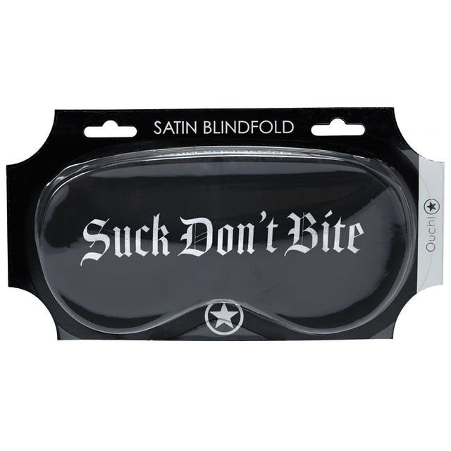 Ouch Satin Eye Mask Suck Dont Bite Black Printed Sleep Mask - BONDAGE - TOYS