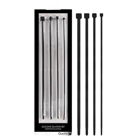 Ouch! Urethral Sounding Dilator Set - Black Silicone Urethral Sound Set - Naughty by Nature Adult Store
