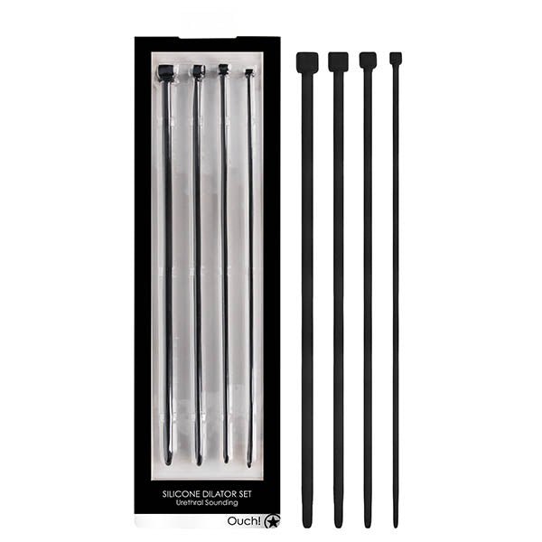 Ouch! Urethral Sounding Dilator Set - Black Silicone Urethral Sound Set - Naughty by Nature Adult Store