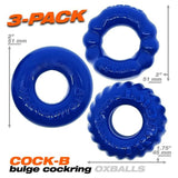 OxBalls Bonemaker 3 - Piece Cockring Set | Flexible Flextpr - Pool Blue - Adult Toys