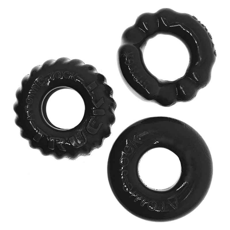OxBalls Bonemaker 3 - Piece Cockring Set - Stretchy Flextpr Rings - Black - Adult Toys