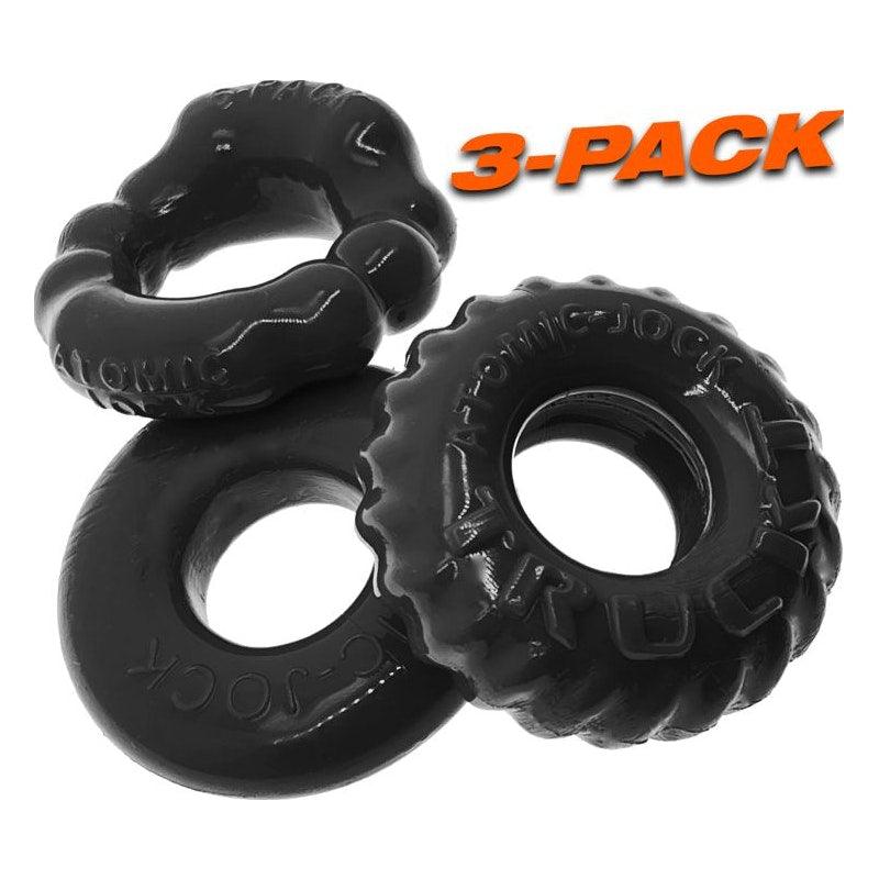 OxBalls Bonemaker 3 - Piece Cockring Set - Stretchy Flextpr Rings - Black - Adult Toys
