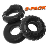 OxBalls Bonemaker 3 - Piece Cockring Set - Stretchy Flextpr Rings - Black - Adult Toys