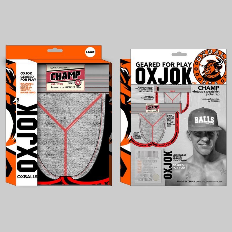 Oxballs Champ Vintage Jockstrap Gray Heather - Naughty by Nature Adult Store