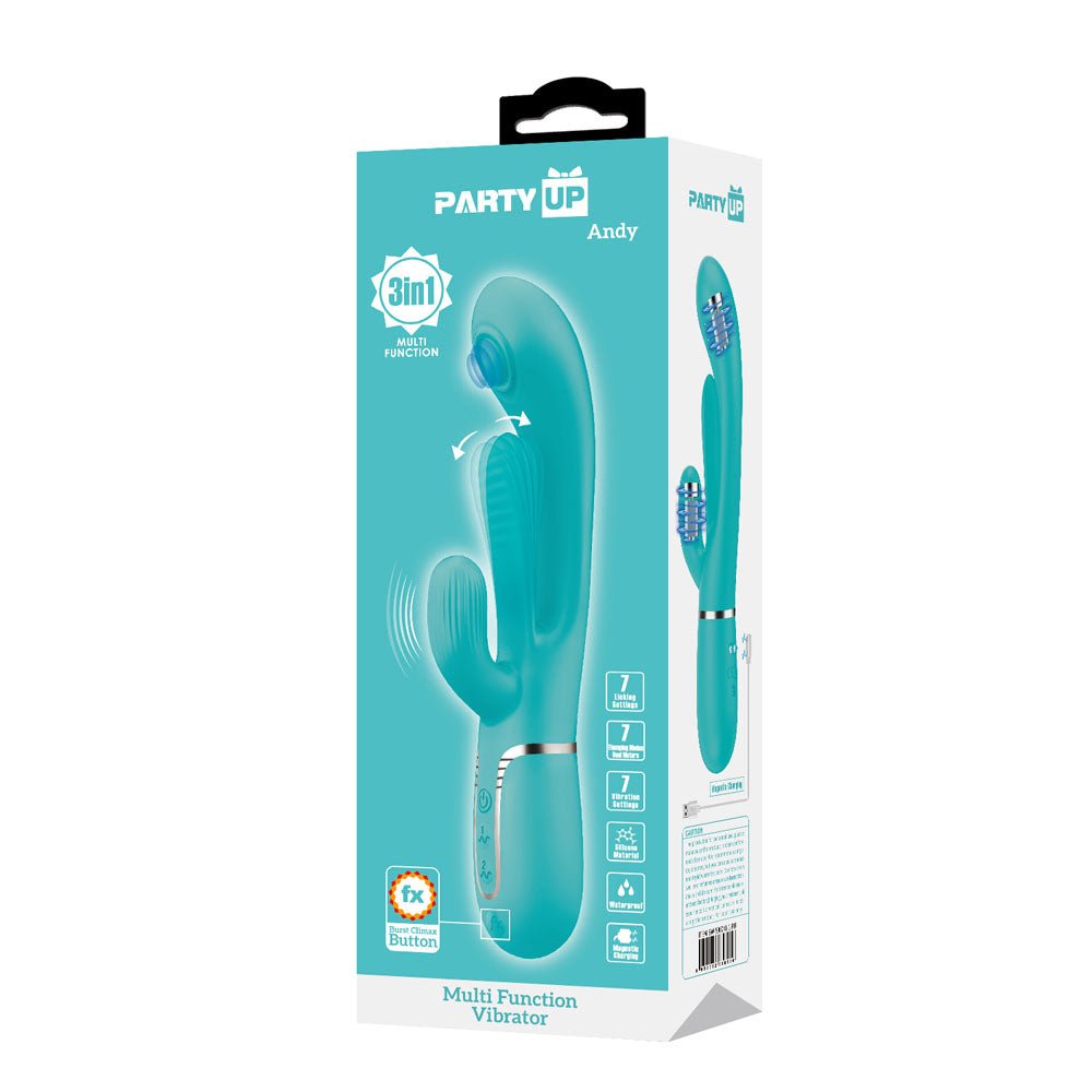 Party Up ANDY Multi Function Vibrator - Teal - Naughty by Nature Adult Store