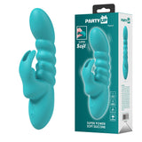 Party Up BRYNLYN Rabbit Vibrator – Teal Silicone USB Rechargeable - VIBRATORS