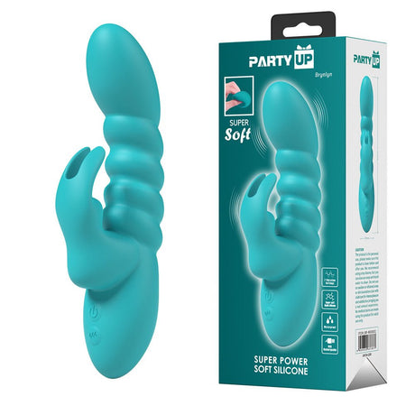 Party Up BRYNLYN Rabbit Vibrator – Teal Silicone USB Rechargeable - VIBRATORS