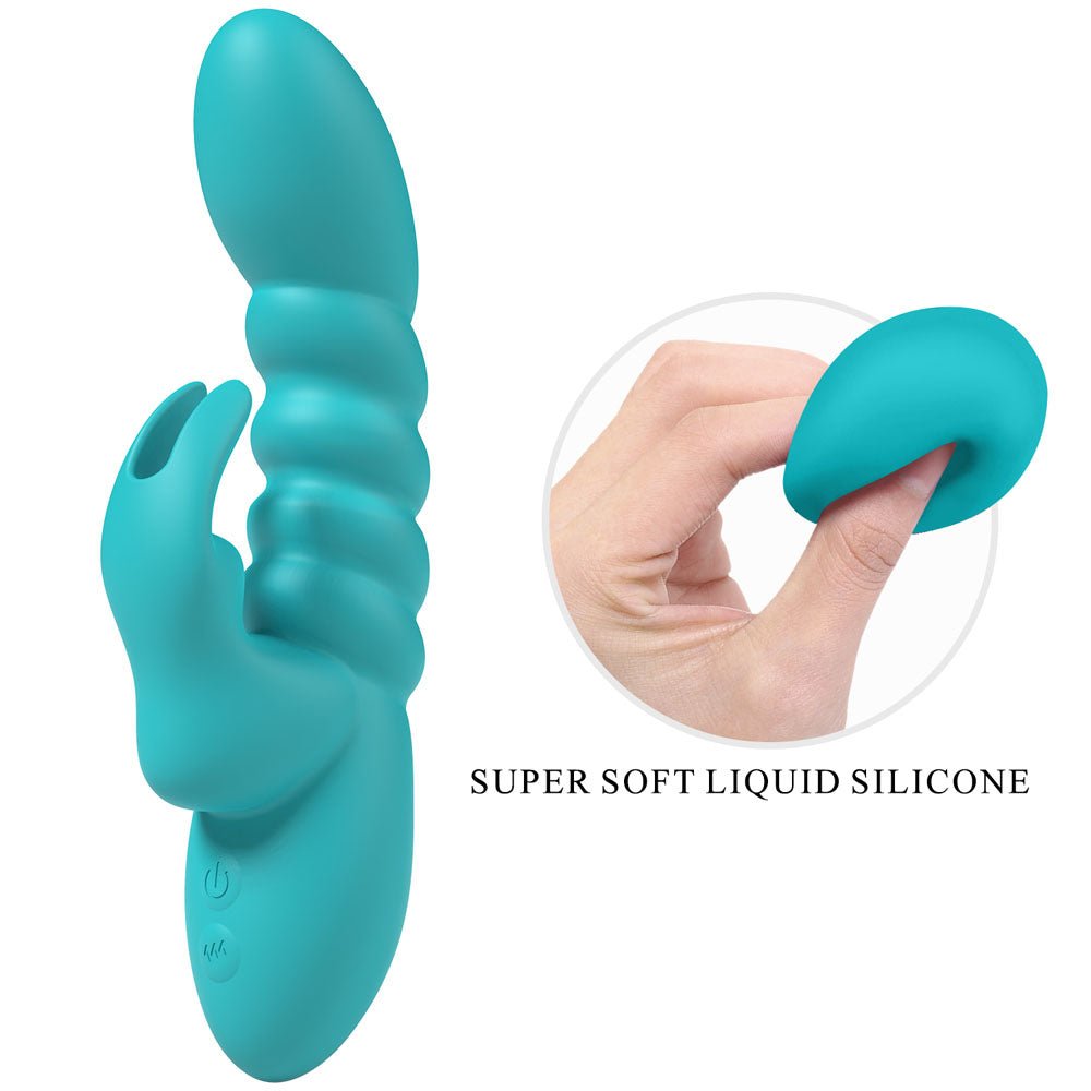 Party Up BRYNLYN Rabbit Vibrator – Teal Silicone USB Rechargeable - VIBRATORS